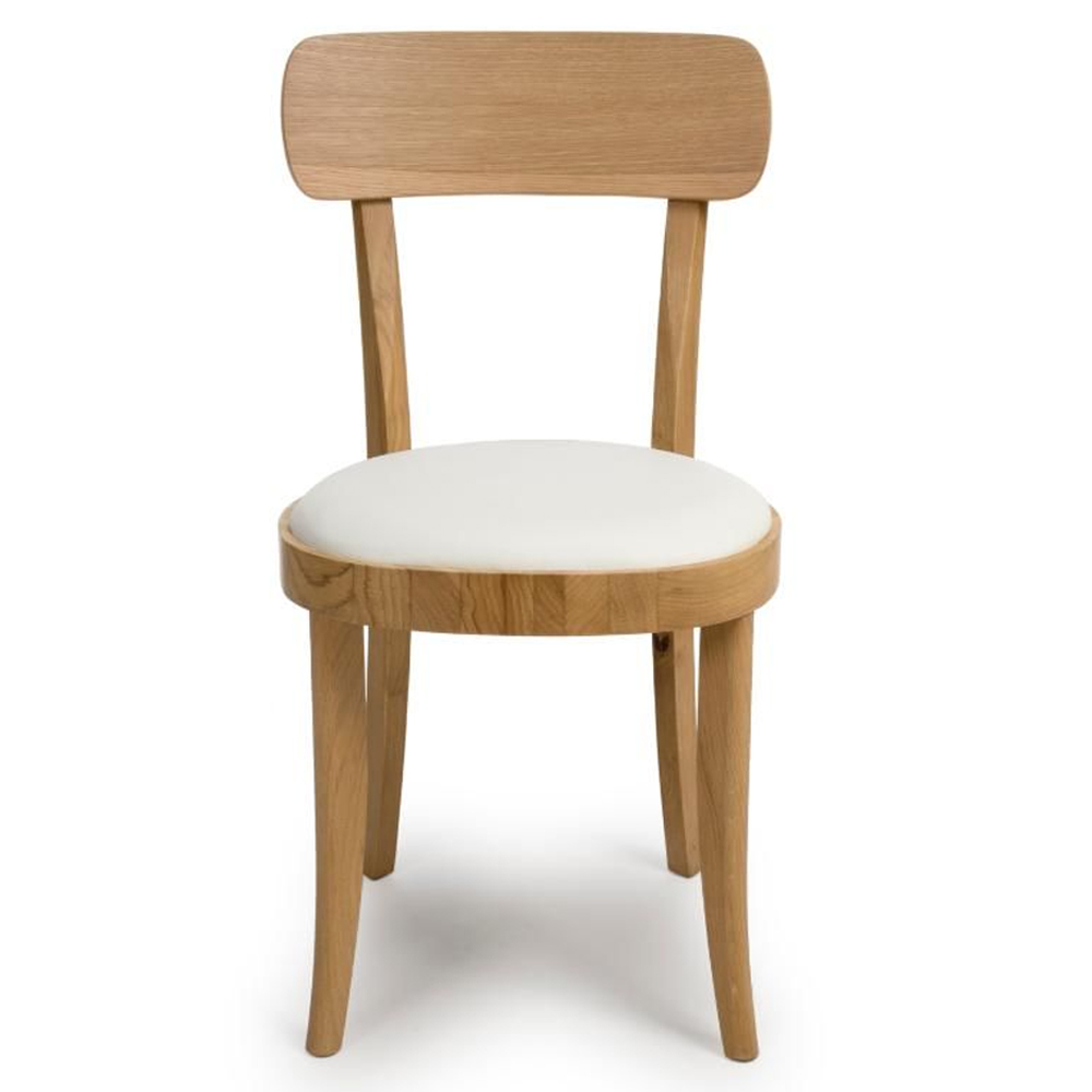 Vevey Oak Wooden Dining Chairs With Padded Seat In Pair
