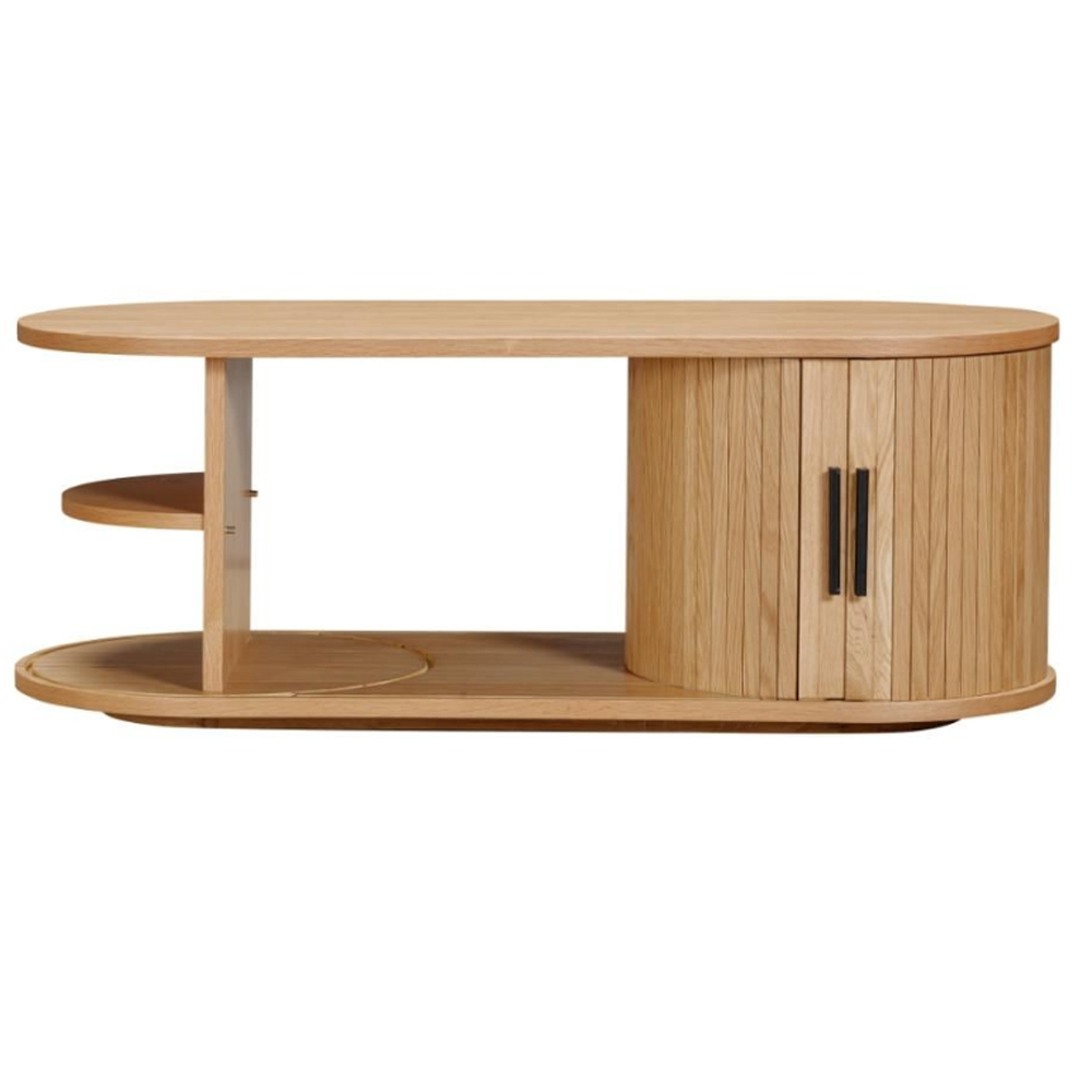 Vevey Wooden Coffee Table With 2 Sliding Doors In Oak