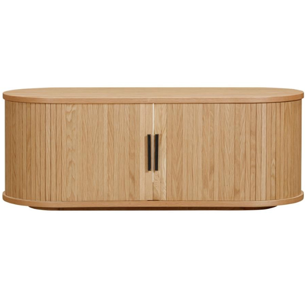 Vevey Wooden Coffee Table With 2 Sliding Doors In Oak