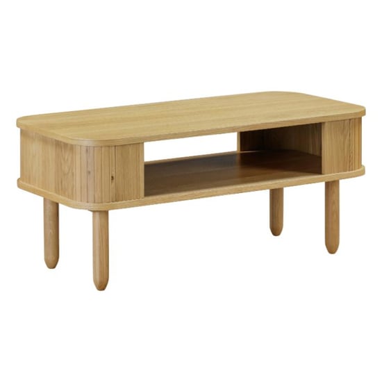Read more about Vevey wooden coffee table with shelf in natural oak