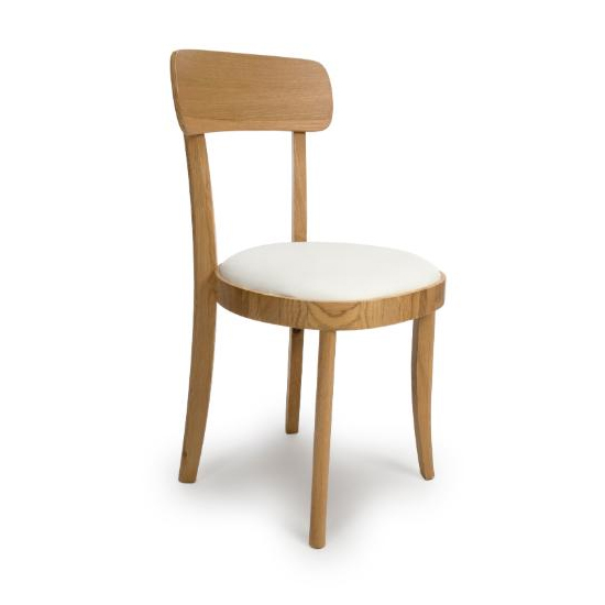 Product photograph of Vevey Wooden Dining Chair In Natural Oak With Padded Seat from Furniture in Fashion