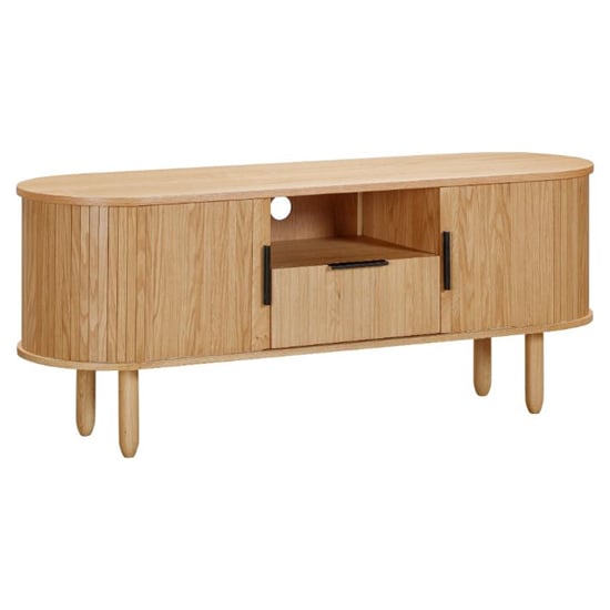 Read more about Vevey wooden tv stand with 2 doors 1 drawer in natural oak