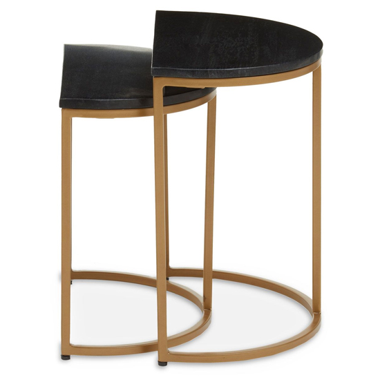 Read more about Viano half moon black marble nest of 2 tables with gold base