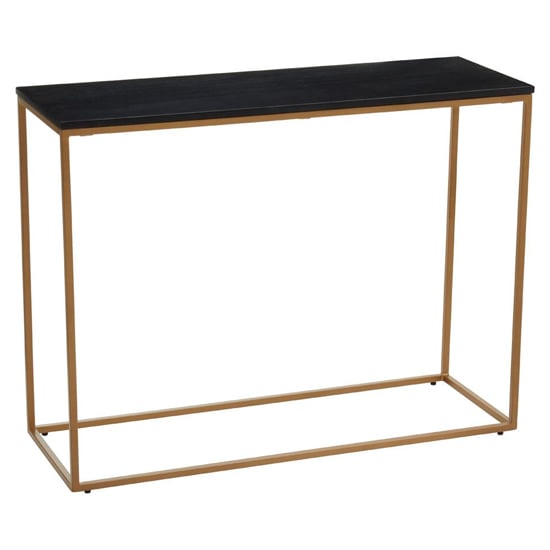 Photo of Viano rectangular black marble console table with gold base