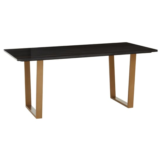 Product photograph of Viano Rectangular Black Marble Dining Table With Gold Base from Furniture in Fashion