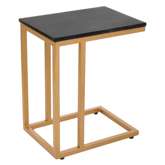 Read more about Viano rectangular black marble side table with gold base