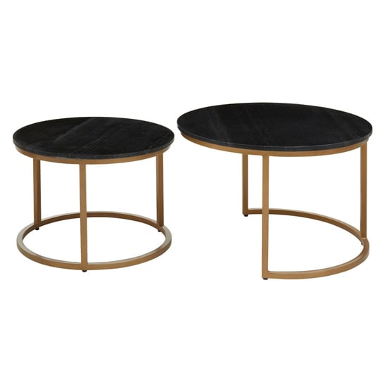 Viano Round Black Marble Nest Of 2 Tables With Gold Base_3