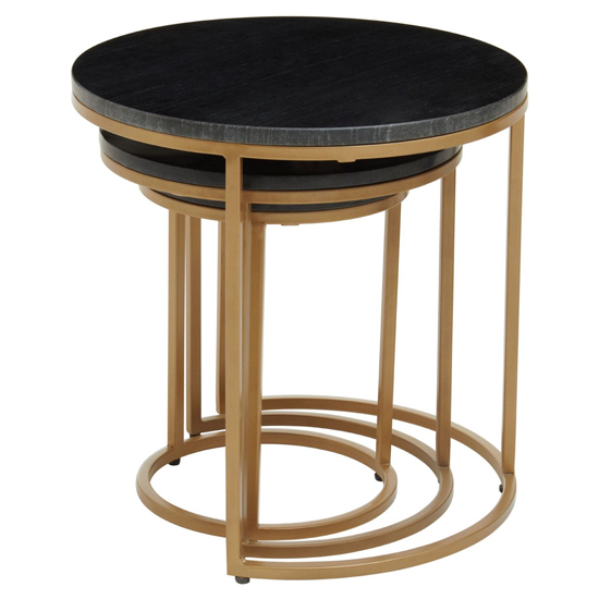 Viano Round Black Marble Nest Of 3 Tables With Gold Base_3