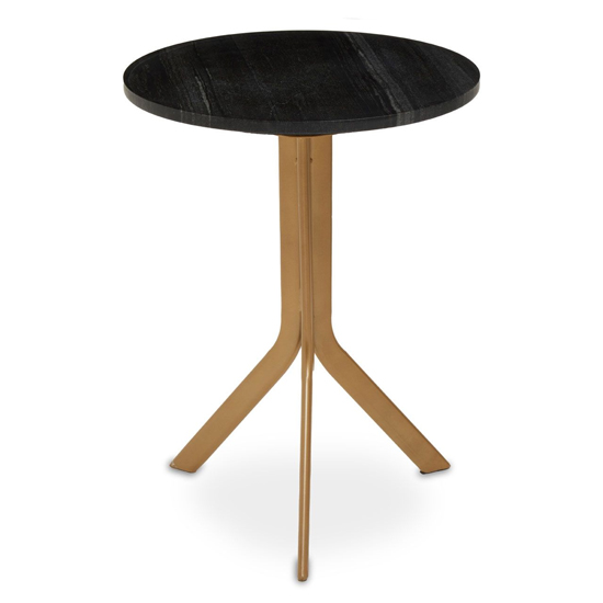 Read more about Viano round black marble side table with gold base