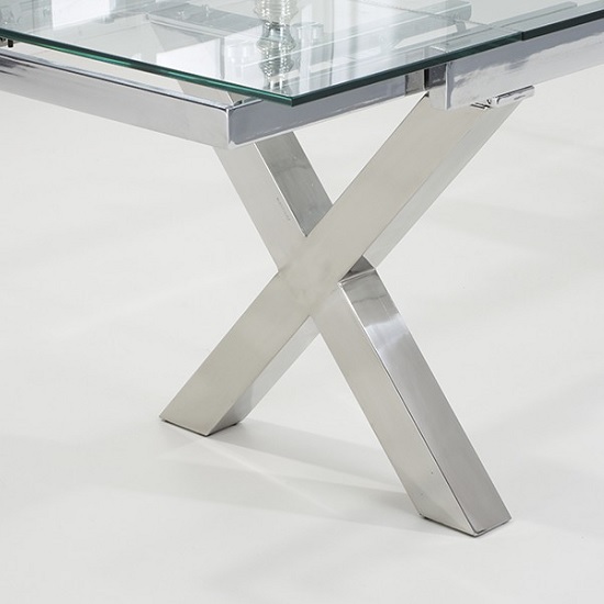 Viano Extending Glass Dining Table In Clear With Steel Base_5
