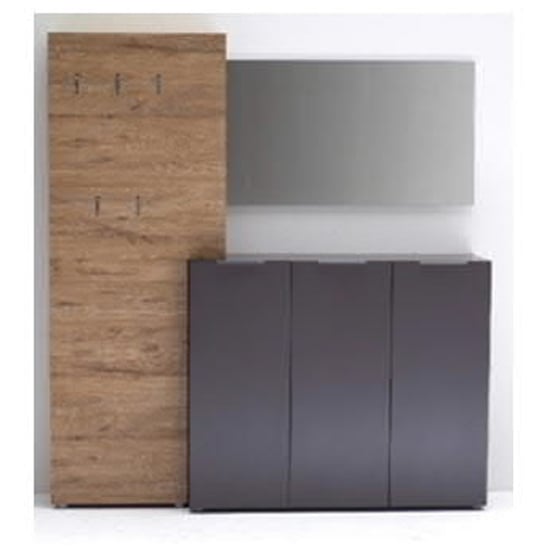 Vicenza Hallway Furniture Set In Anthracite And Oak