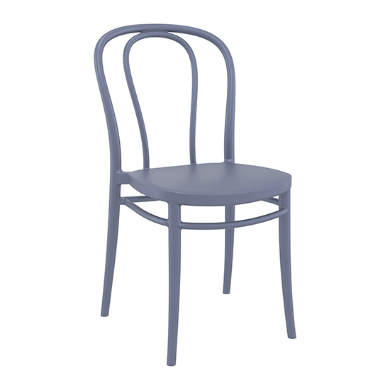 Victor Dark Grey Polypropylene Dining Chairs In Pair