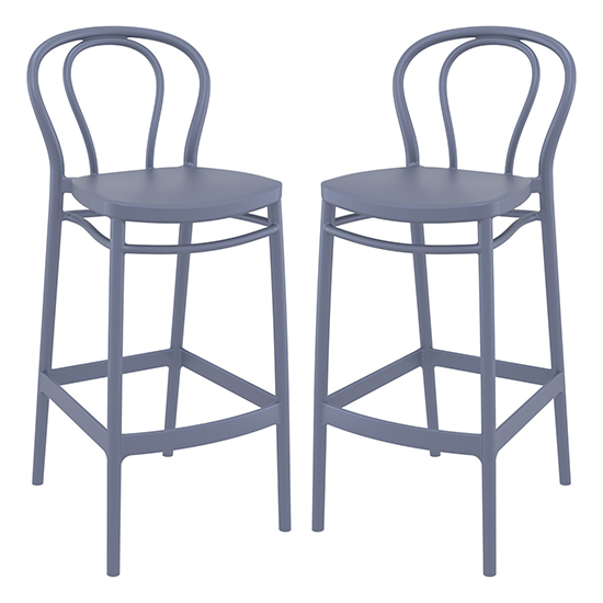 Product photograph of Victor Grey Polypropylene With Glass Fiber Bar Chairs In Pair from Furniture in Fashion