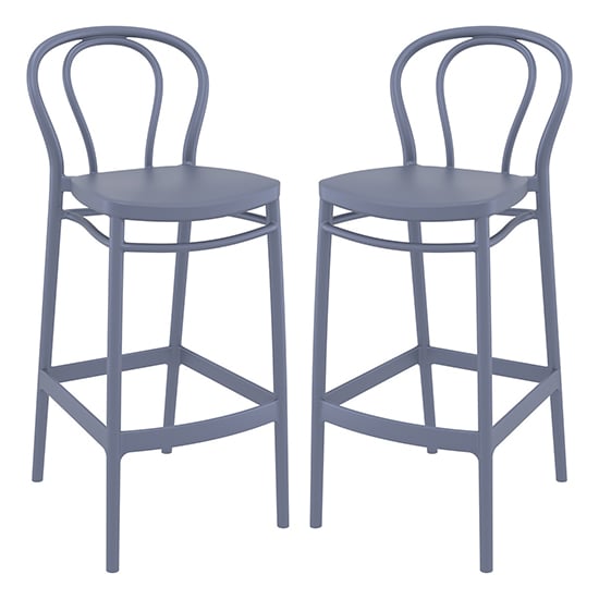 Product photograph of Victor Grey Polypropylene With Glass Fiber Bar Chairs In Pair from Furniture in Fashion