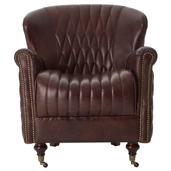 Victor Leather Winged Armchair In Coffee Brown FiF