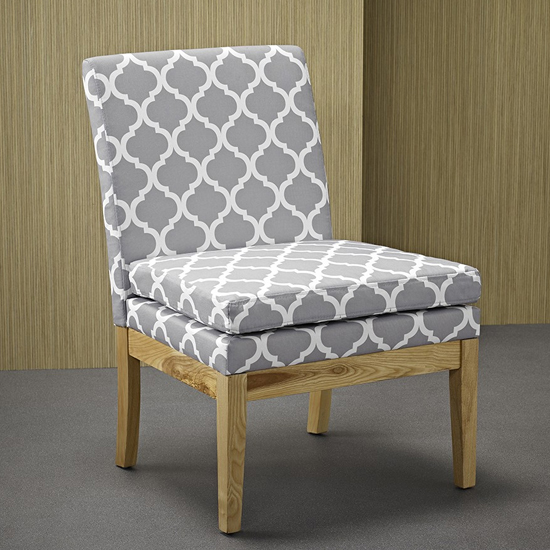 Victor Linen Fabric Upholstered Dining Chair In White And Grey
