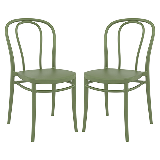 Product photograph of Victor Olive Green Polypropylene Dining Chairs In Pair from Furniture in Fashion