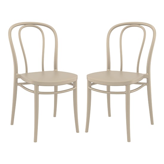 Victor Taupe Polypropylene Dining Chairs In Pair
