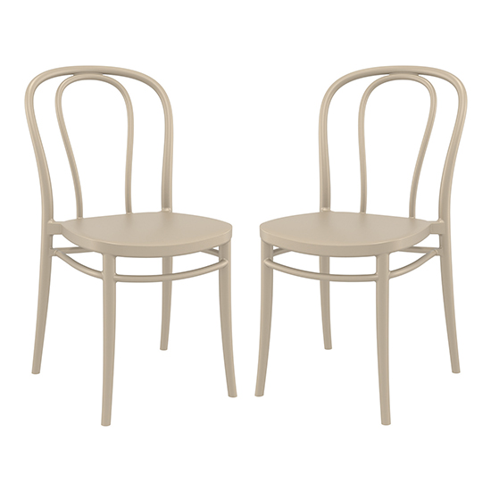 Victor Taupe Polypropylene Dining Chairs In Pair