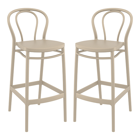 Product photograph of Victor Taupe Polypropylene With Glass Fiber Bar Chairs In Pair from Furniture in Fashion