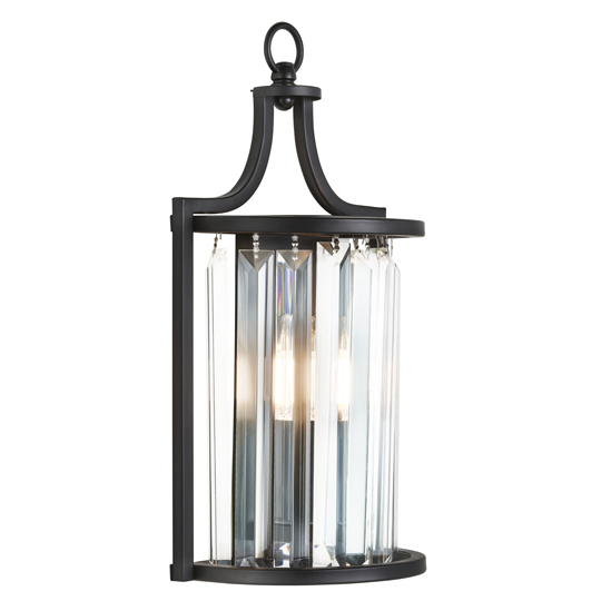 Read more about Victoria 1 light wall light in black with crystal glass