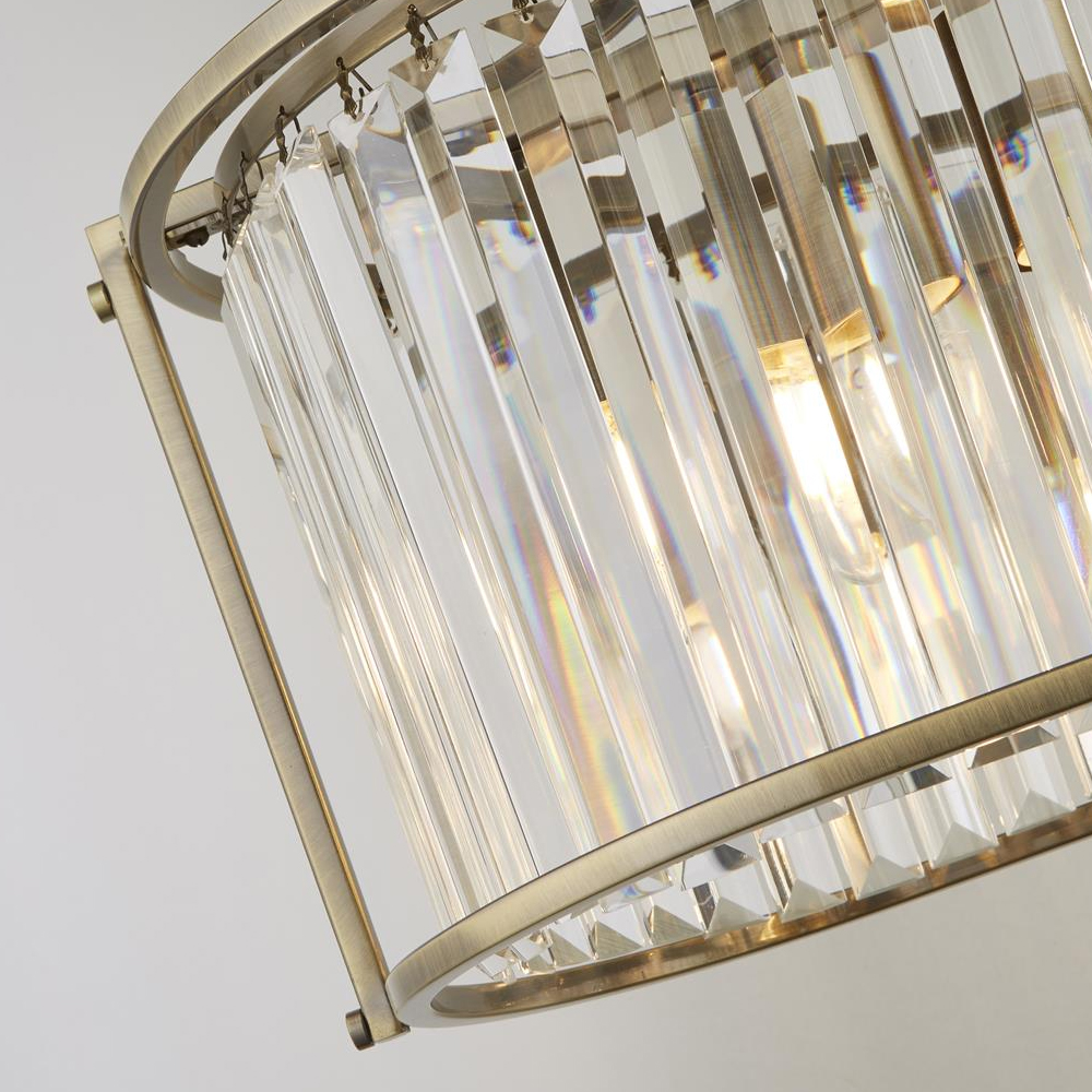 Victoria 5 Light Crystal Oval Pendant Light In Antique Brass