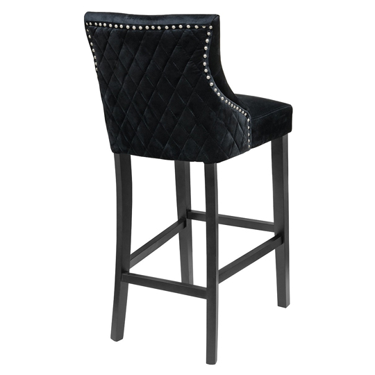Victoria Black Velvet Bar Stool Black Wooden Frame Furniture in Fashion