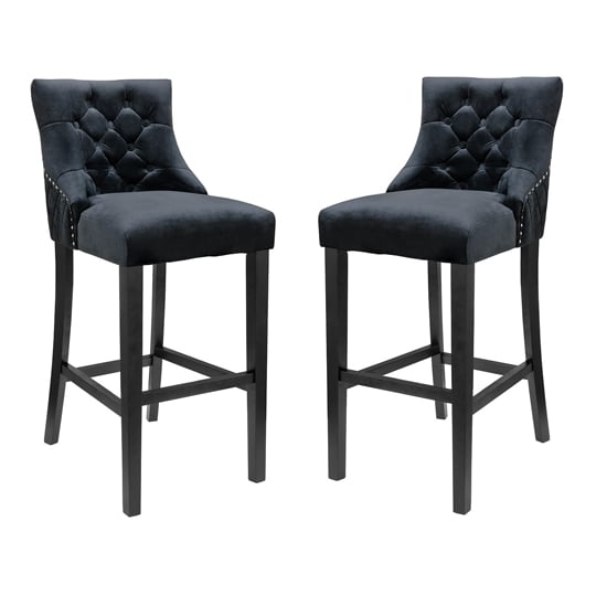 View Victoria black velvet bar stool in pair