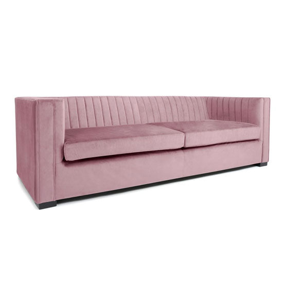 Victoria Brushed Velvet 4 Seater Sofa In Pink Blush Furniture in Fashion