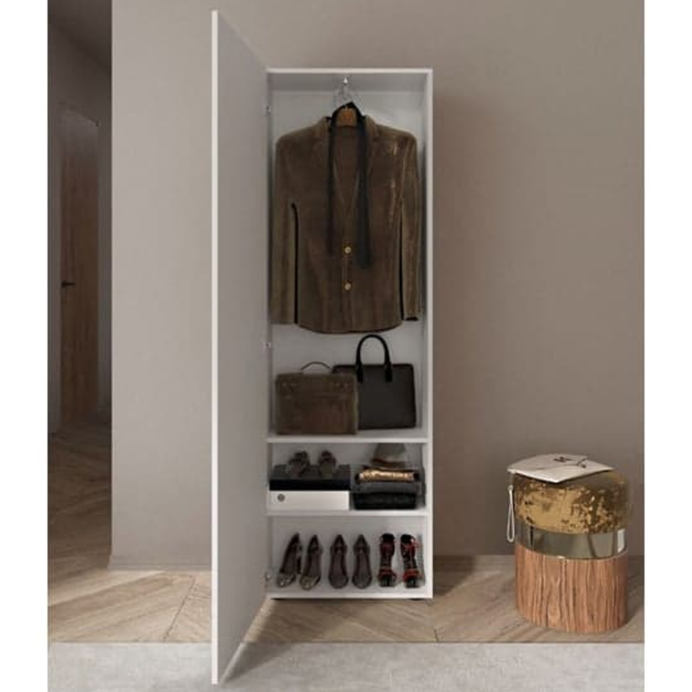 Victoria Mirrored High Gloss Coat Hanger Cabinet In White