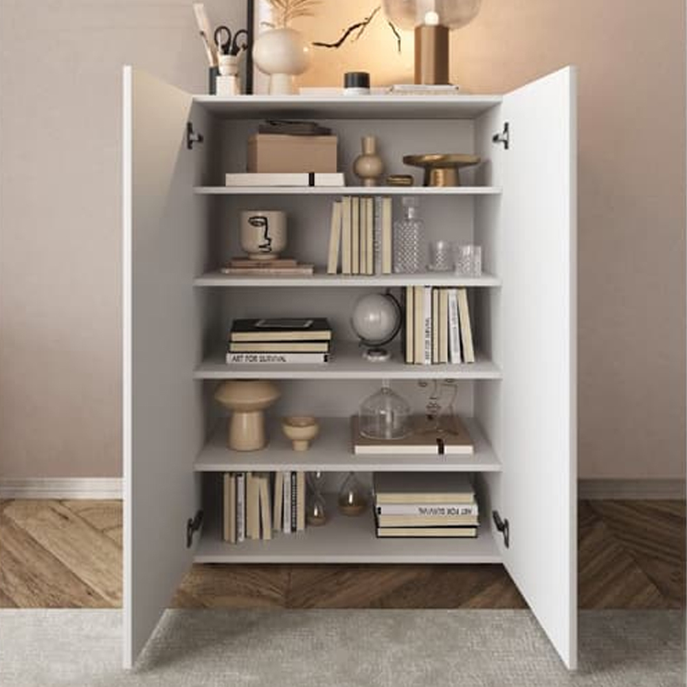 Victoria Mirrored High Gloss Shoe Storage Cabinet In White