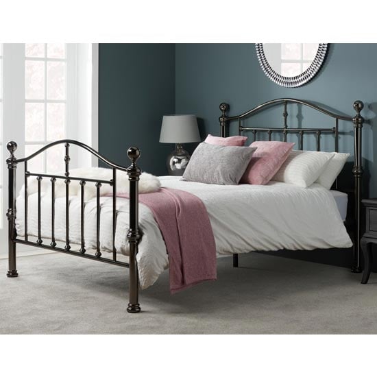 Read more about Victoria steel king size bed in black nickel