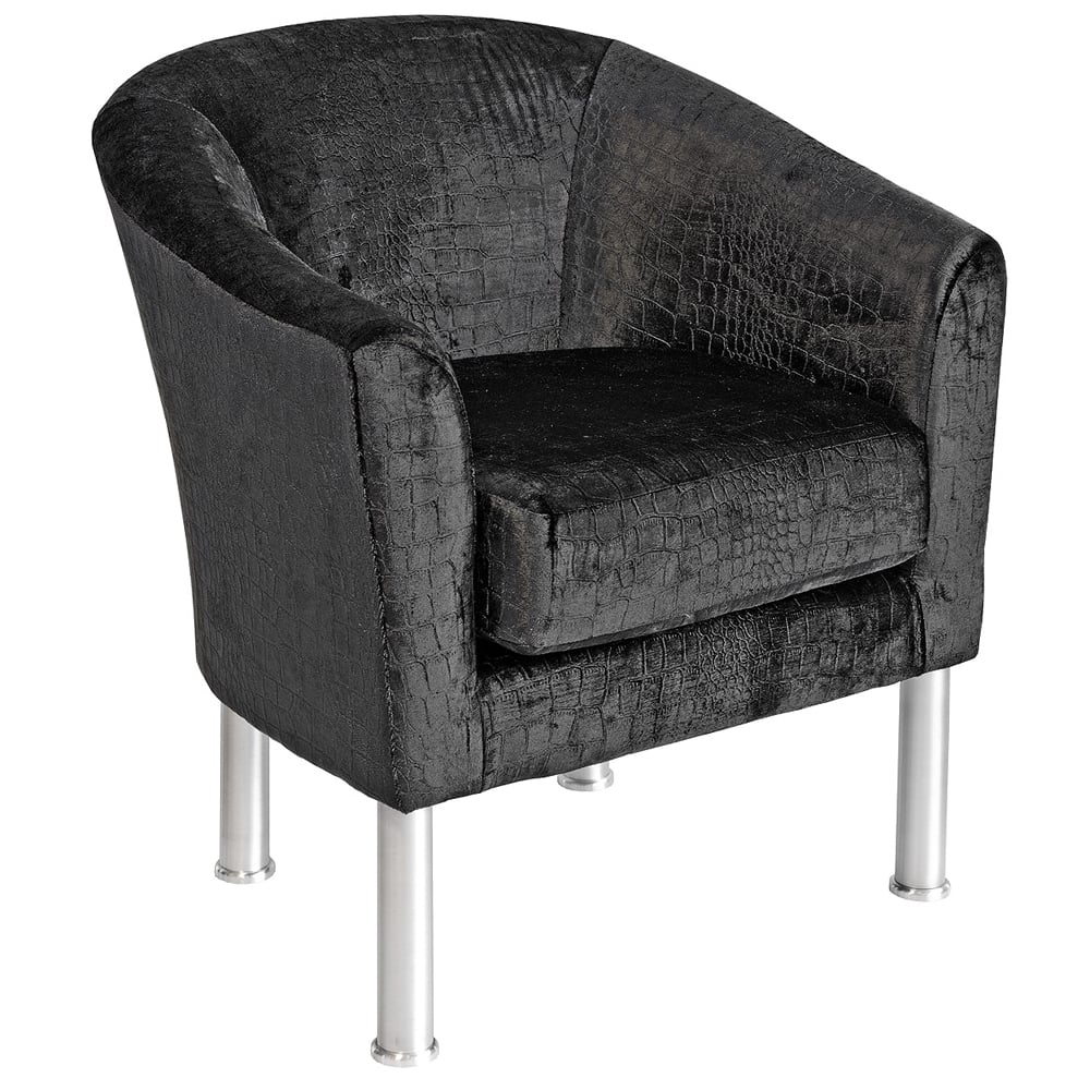 Victoriaville Fabric Tub Chair With Brushed Steel Legs In Black
