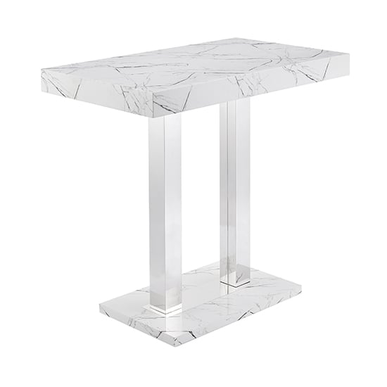 Read more about Vida marble effect high gloss bar table rectangular in white