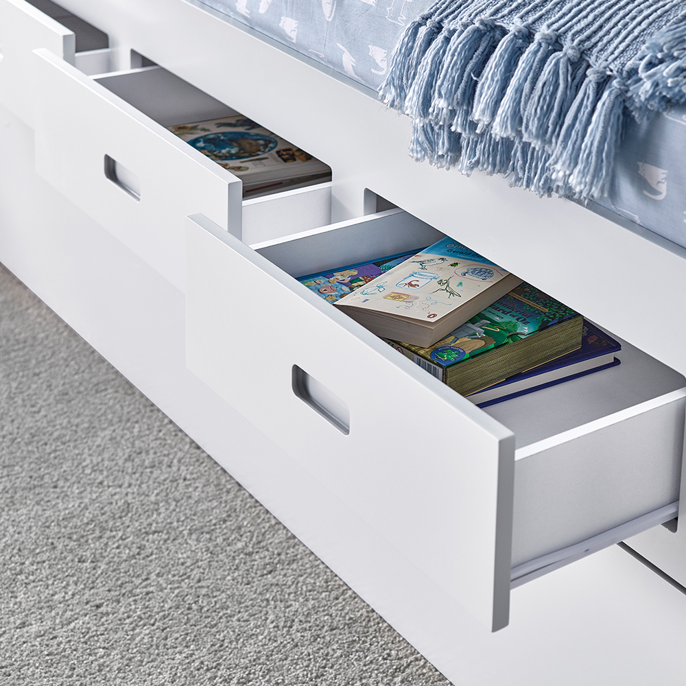 Vidalia Wooden Guest Bed With 3 Drawers In White