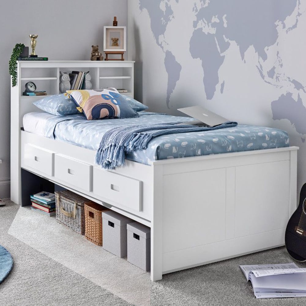Vidalia Wooden Guest Bed With 3 Drawers In White