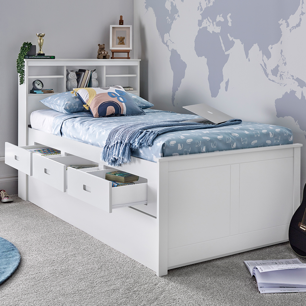 Vidalia Wooden Guest Bed With Trundle In White