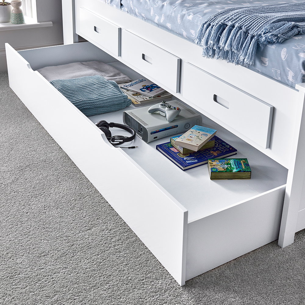 Vidalia Wooden Guest Bed With Trundle In White