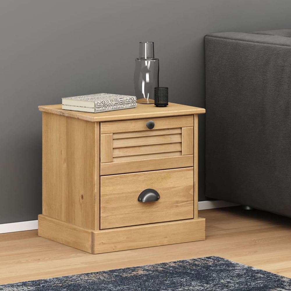 Read more about Vidor wooden bedside cabinet with 2 drawer in brown