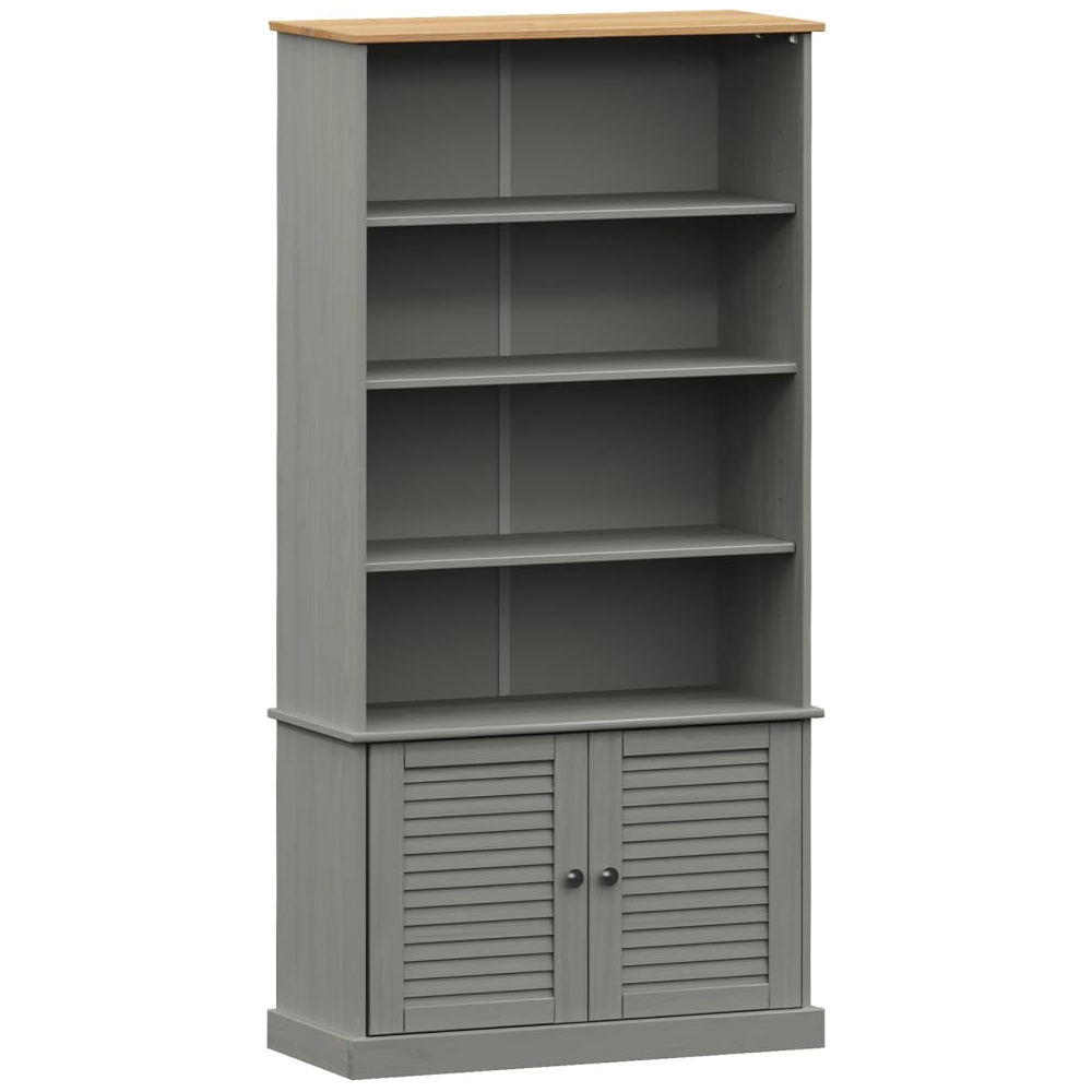 Vidor Wooden Bookcase With 2 Doors In Grey Brown