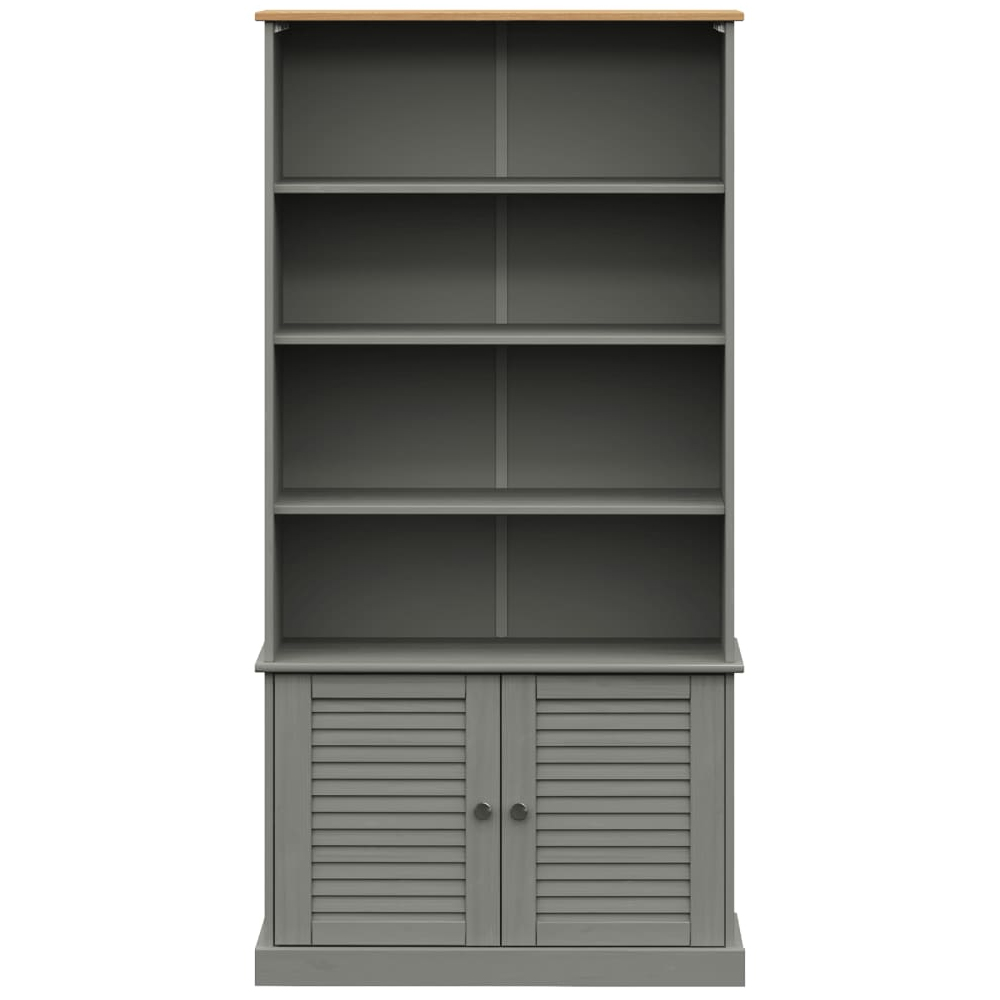 Vidor Wooden Bookcase With 2 Doors In Grey Brown