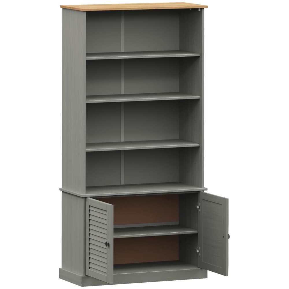 Vidor Wooden Bookcase With 2 Doors In Grey Brown