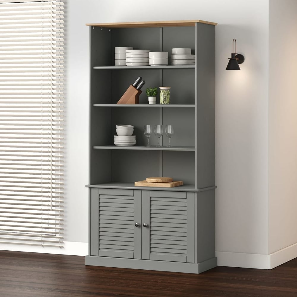 Read more about Vidor wooden bookcase with 2 doors in grey brown
