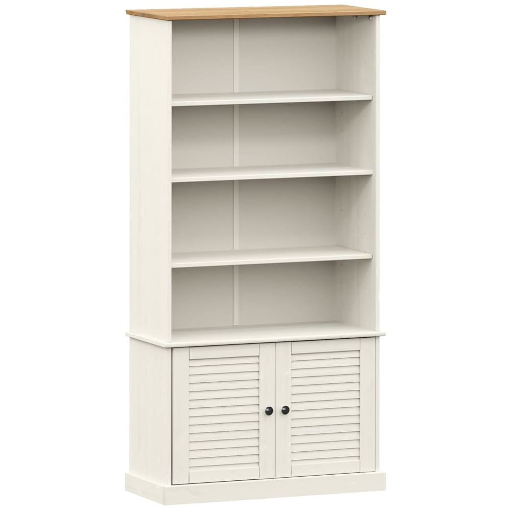 Vidor Wooden Bookcase With 2 Doors In White Brown