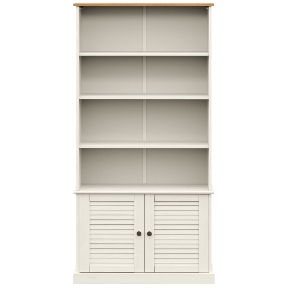 Vidor Wooden Bookcase With 2 Doors In White Brown
