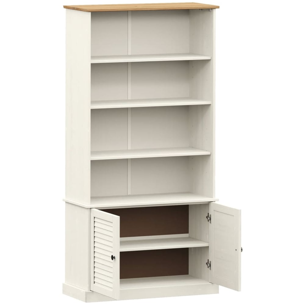Vidor Wooden Bookcase With 2 Doors In White Brown