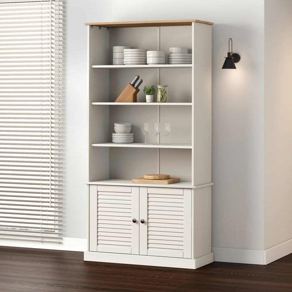 Read more about Vidor wooden bookcase with 2 doors in white brown