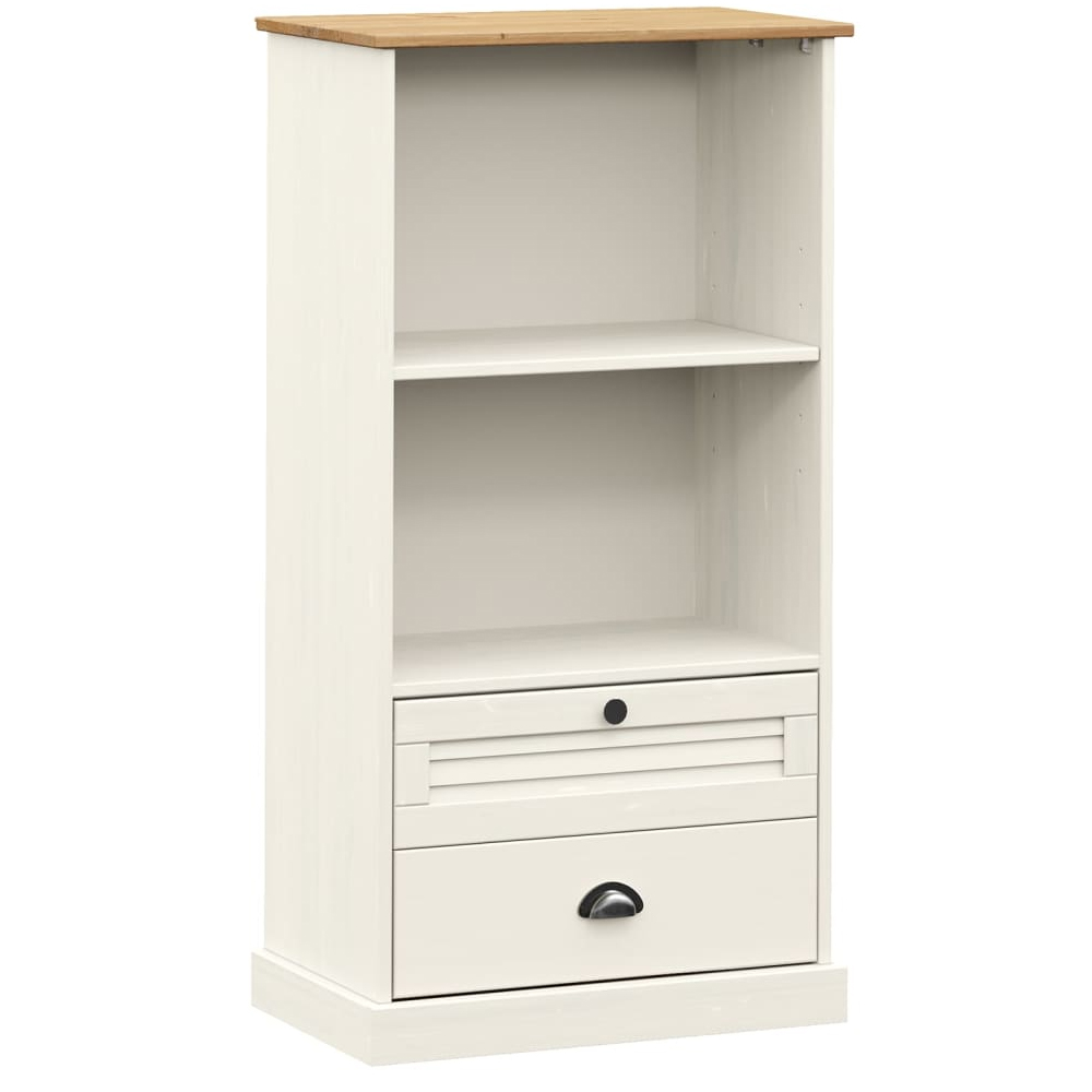Vidor Wooden Bookcase With 2 Drawers In White Brown