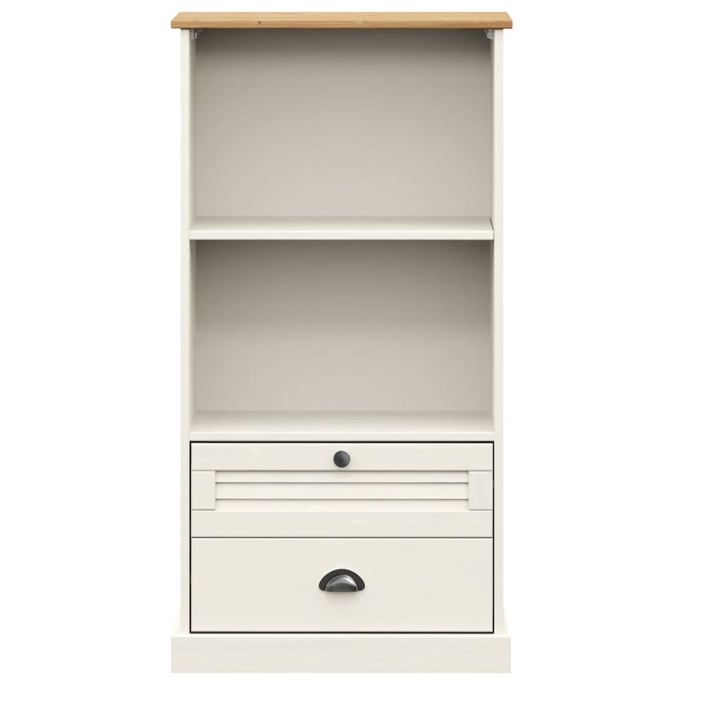 Vidor Wooden Bookcase With 2 Drawers In White Brown