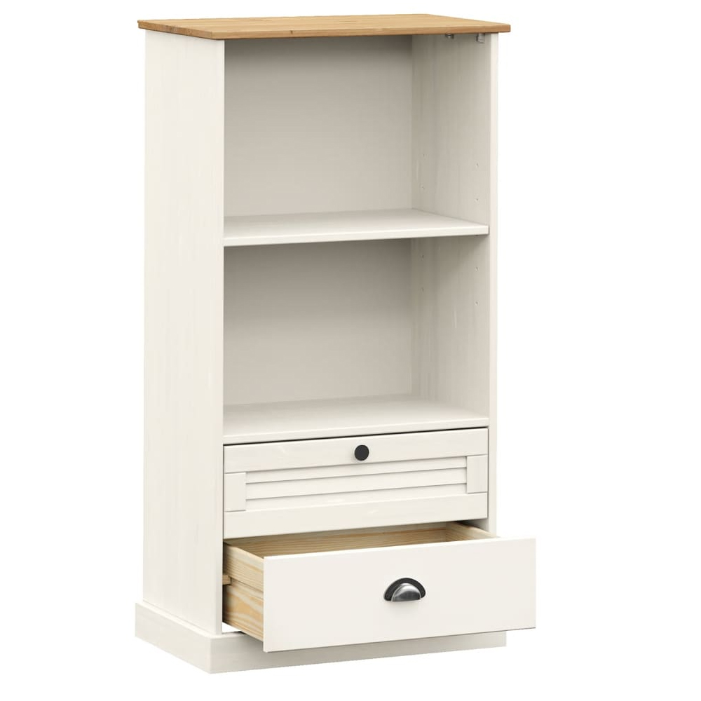 Vidor Wooden Bookcase With 2 Drawers In White Brown